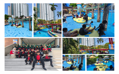 Kegiatan Berenang Kelas V MI Wachid Hasyim di Suncity Waterpark Sidoarjo sebagai Penutup Ujian Akhir Semester I
